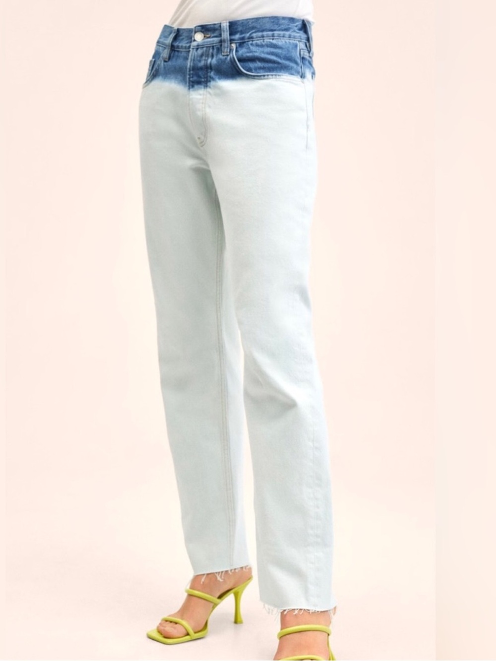 Mango MNG Tie Dye Straight Cropped High Rise Jeans Size 34 NWT